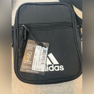 adidas Black Small Crossbody Pouch with White Logo